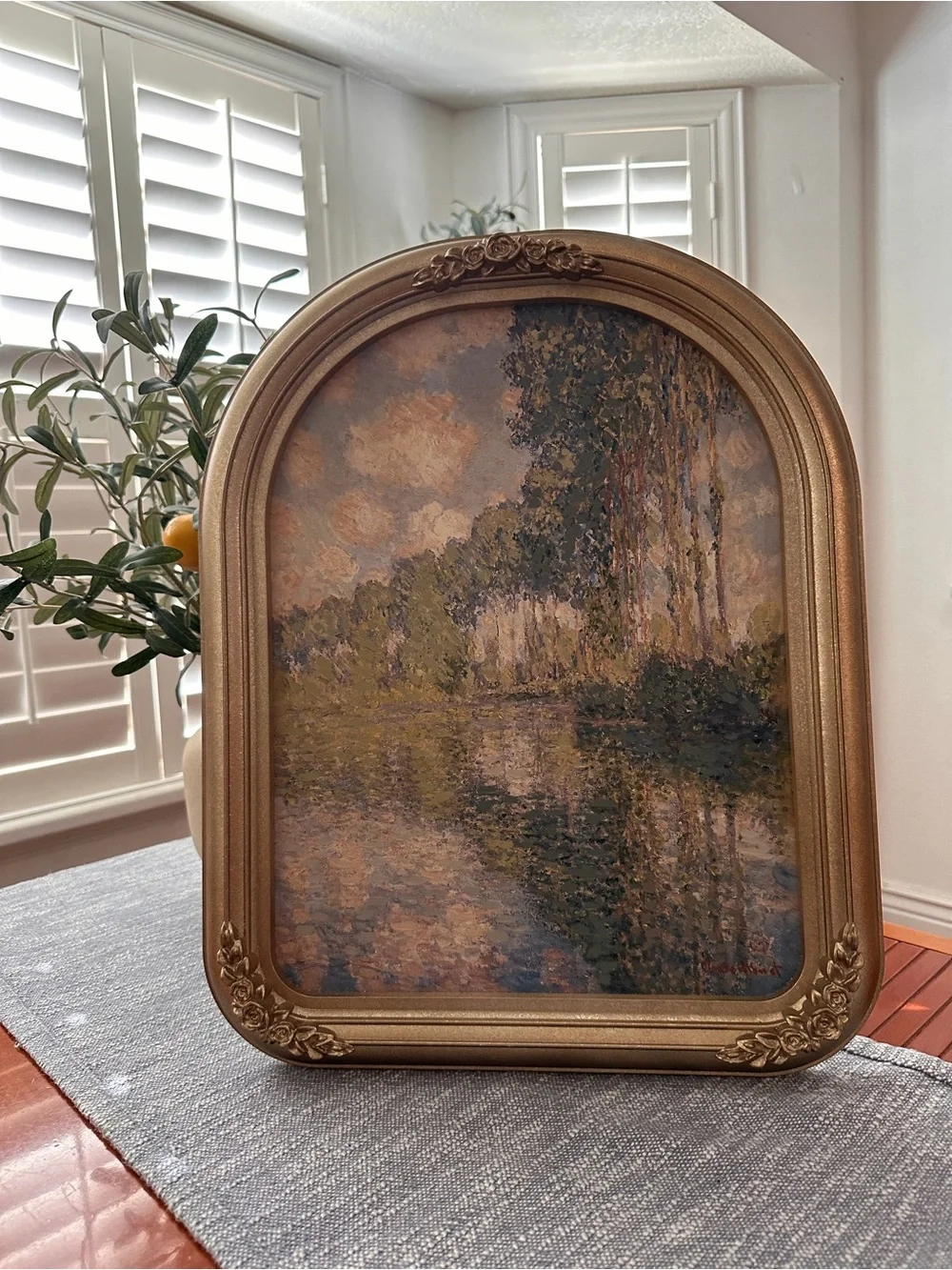 16x20” Poplars on the Epte by Claude Monet with ornate gold frame